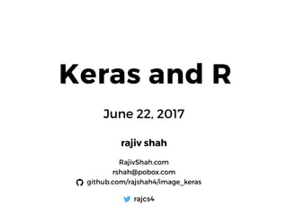 June 22, 2017
rajiv shah
RajivShah.com
rshah@pobox.com
github.com/rajshah4/image_keras
rajcs4
Keras and R
 