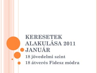 KERESETEK ALAKULÁSA 2011 JANUÁR 18 jövedelmi szint  18 átverés Fidesz módra 