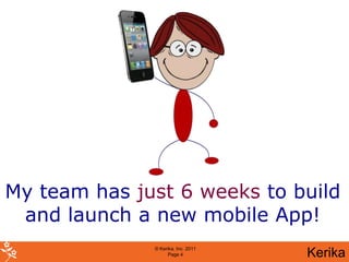 My team has just 6 weeks to build
 and launch a new mobile App!
              © Kerika, Inc. 2011
                    Page 4          Kerika
 