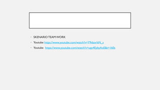 • SKENARIO TEAMWORK
• Youtube https://www.youtube.com/watch?v=Y9dzorIsN_s
• Youtube https://www.youtube.com/watch?v=upy4EybyAoE&t=160s
 