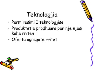Teknologjia  Permiresimi I teknologjise  Produktet e prodhuara per nje njesi kohe rriten Oferta agregate rritet  