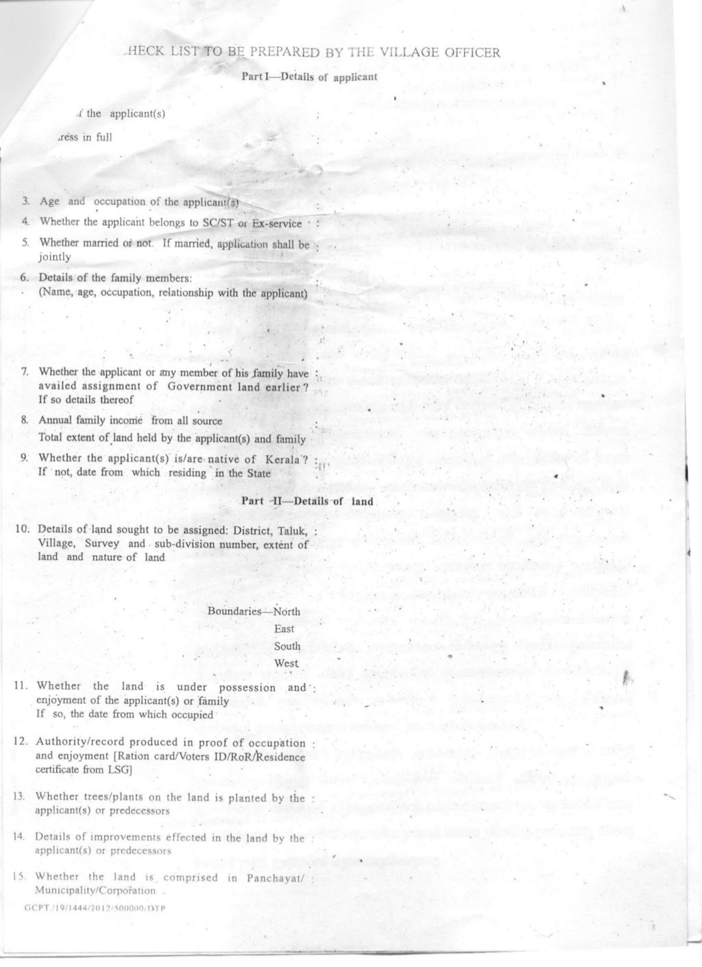 land assignment order from land revenue commissioner