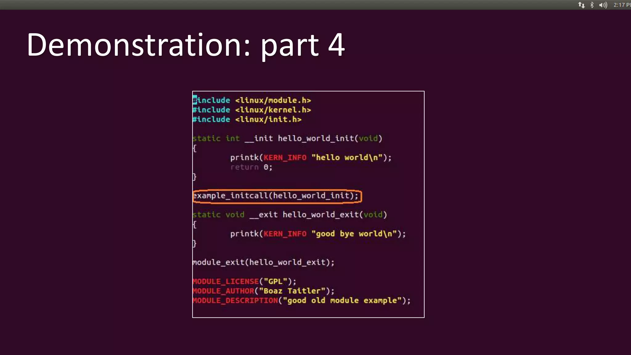 Demonstration: part 4