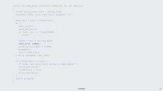 Facebook 31
static int prep_more_ios(struct submitter *s, int max_ios)
{
struct io_sq_ring *ring = &s->sq_ring;
unsigned index, tail, next_tail, prepped = 0;
next_tail = tail = *ring->tail;
do {
next_tail++;
read_barrier();
if (next_tail == *ring->head)
break;
index = tail & sq_ring_mask;
init_io(s, index);
ring->array[index] = index;
prepped++;
tail = next_tail;
} while (prepped < max_ios);
if (*ring->tail != tail) {
/* order tail store with writes to sqes above */
write_barrier();
*ring->tail = tail;
write_barrier();
}
return prepped;
}
 