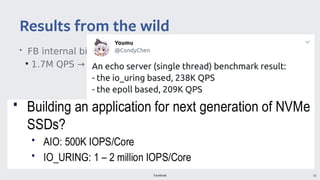 Facebook 53
• FB internal bigcache project
●
1.7M QPS → 2.3M QPS
Results from the wild
 