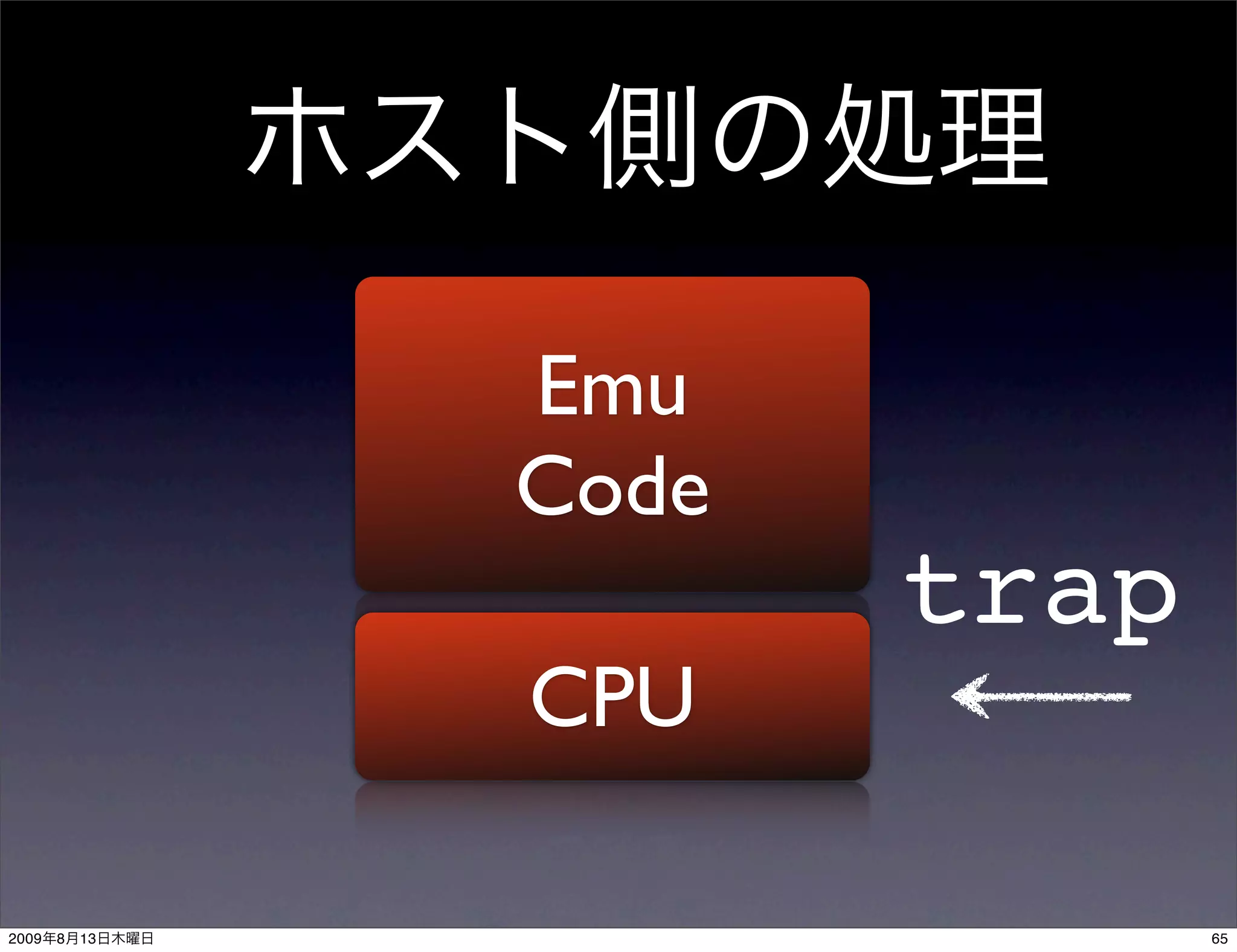 Emu
                Code
                       trap
                CPU

2009   8   13                 65
 