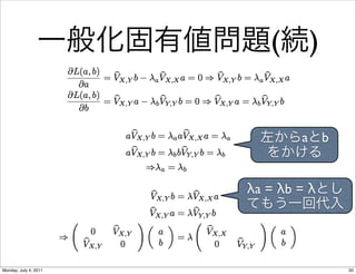 (     )


                               a b


                       λa = λb = λ




Monday, July 4, 2011                 20
 