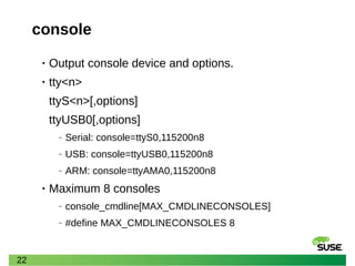 Kernel debug log and console on openSUSE | PPT