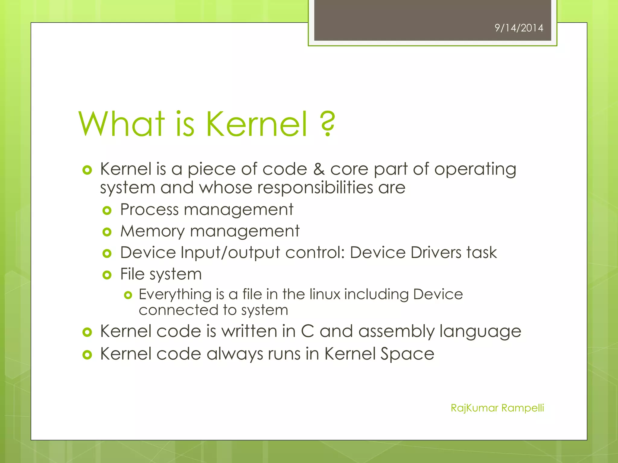 Introduction to Kernel and Device Drivers | PPTX