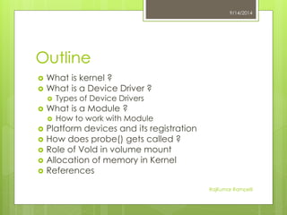 Introduction to Kernel and Device Drivers | PPTX
