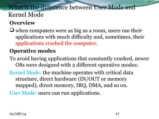 Kernel mode vs user mode in linux | PPT