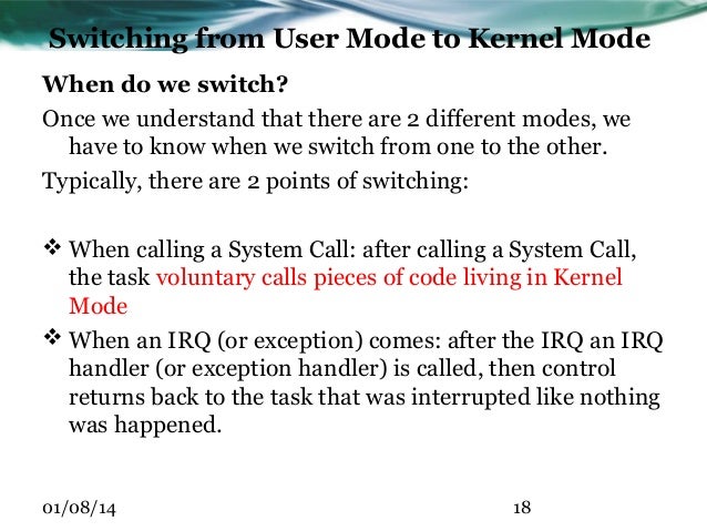 Kernel mode vs user mode in linux