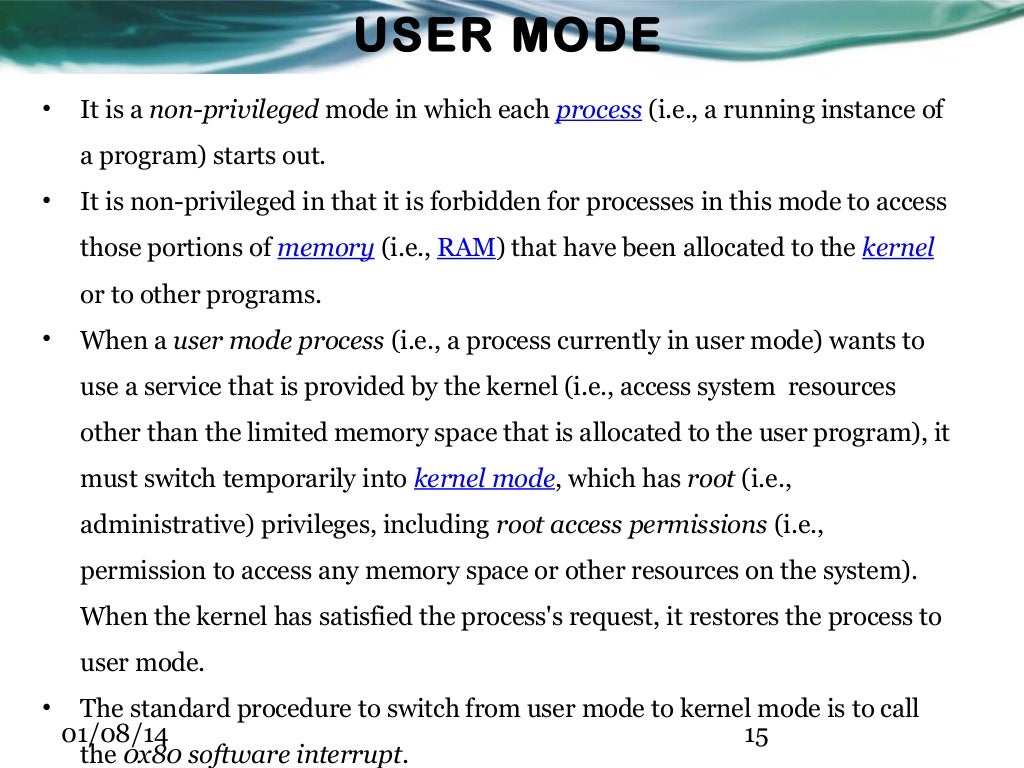 Kernel mode vs user mode in linux