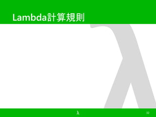 Lambda計算規則 
λ 32 
 