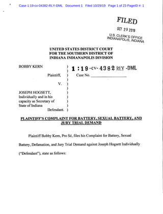 Case 1:19-cv-04382-RLY-DML Document 1 Filed 10/29/19 Page 1 of 23 PageID #: 1
 