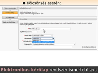 Elektronikus kérőlap ismertető