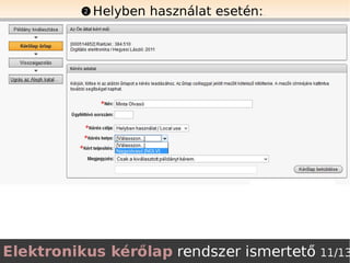 Elektronikus kérőlap ismertető
