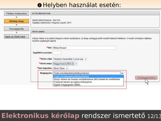 Elektronikus kérőlap ismertető