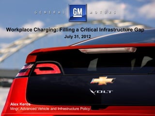 Workplace Charging: Filling a Critical Infrastructure Gap
                                 July 31, 2012




 Alex Keros
 Mngr, Advanced Vehicle and Infrastructure Policy
 