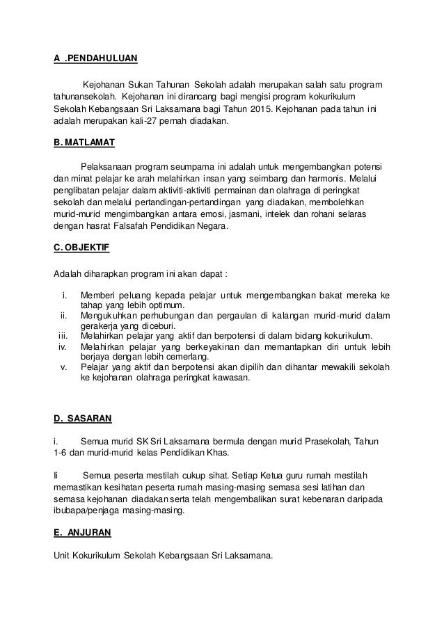 Kertas Kerja Sukan Tahunan Masjid Tanah Melaka