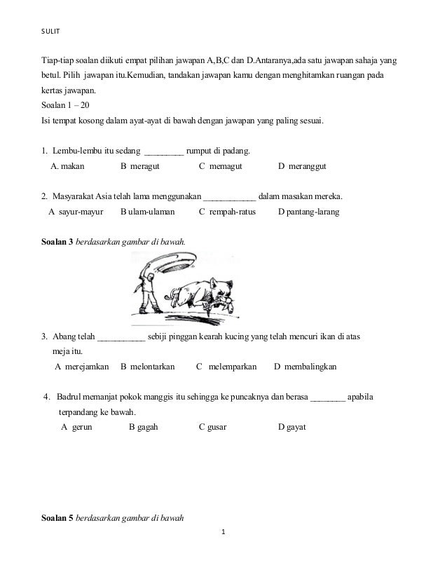 Kertas 1 pemahaman tahun 5