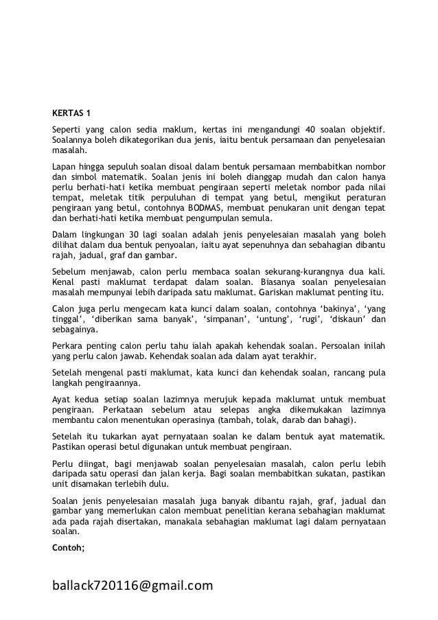 Kertas MATHS 1/2 teknik menjawab