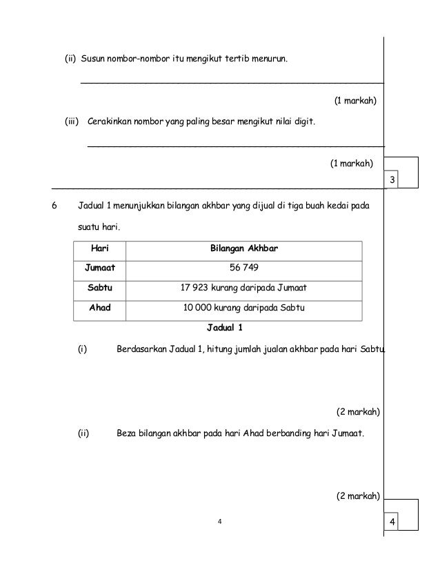 Matematik Kertas 2 Tahun 4