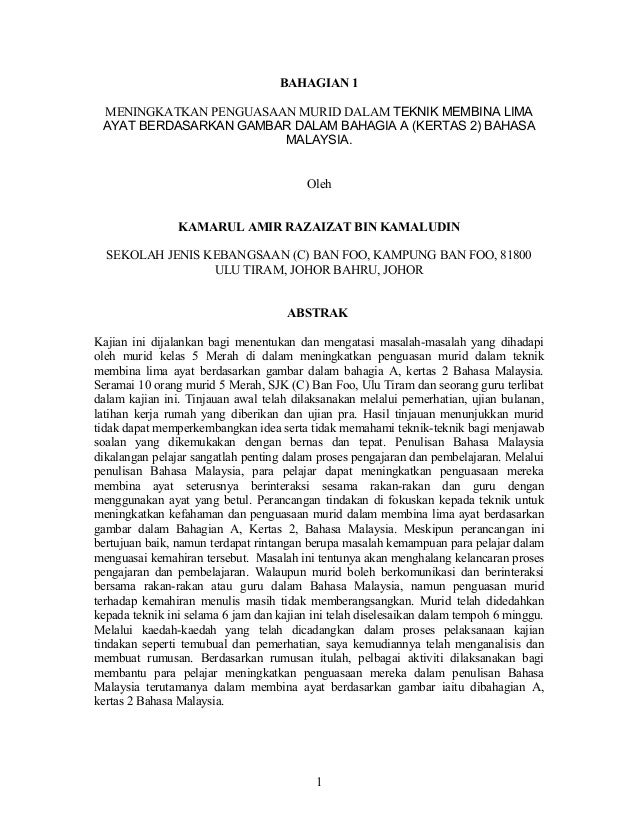 Kertas Kajian Tindakan Khas Bahasa Malaysia