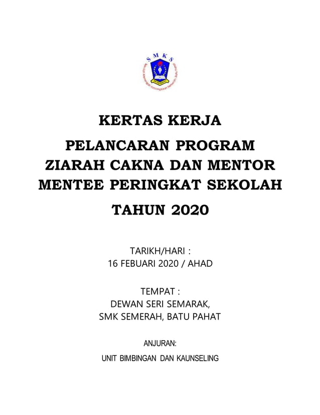 Kertas kerja program Ziarah Cakna
