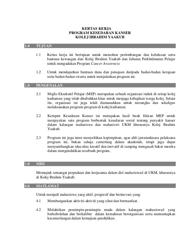 Contoh Kertas Kerja Program Warga Emas - Contoh Lem