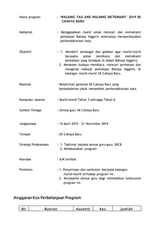 Kertas kerja english programme walking tag