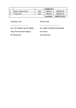 Kertas kerja english programme walking tag