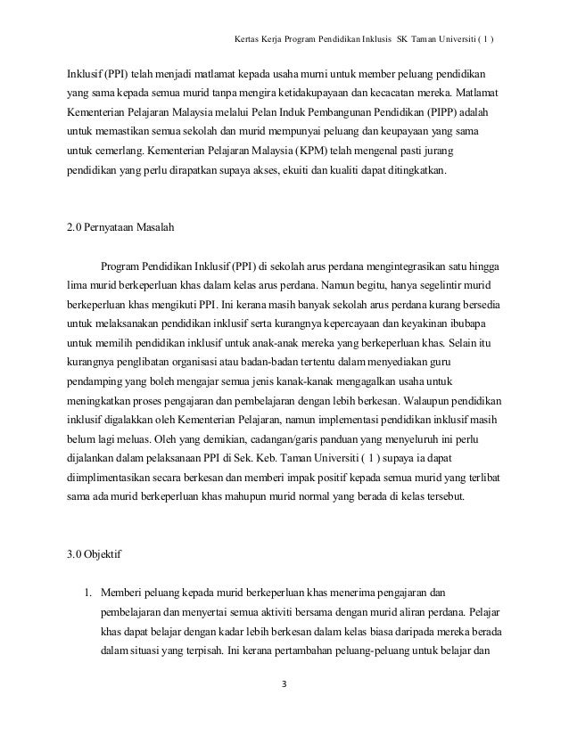 kertas kerja program inklusif pendidikan khas kertas kerja program inklusif pendidikan khas