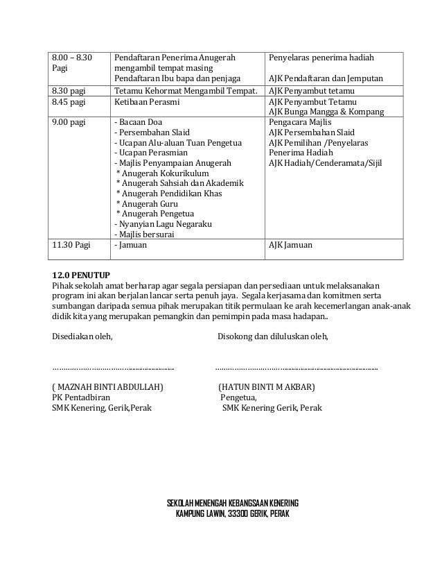 Kertas kerja hari anugerah cemerlang smkk 2013