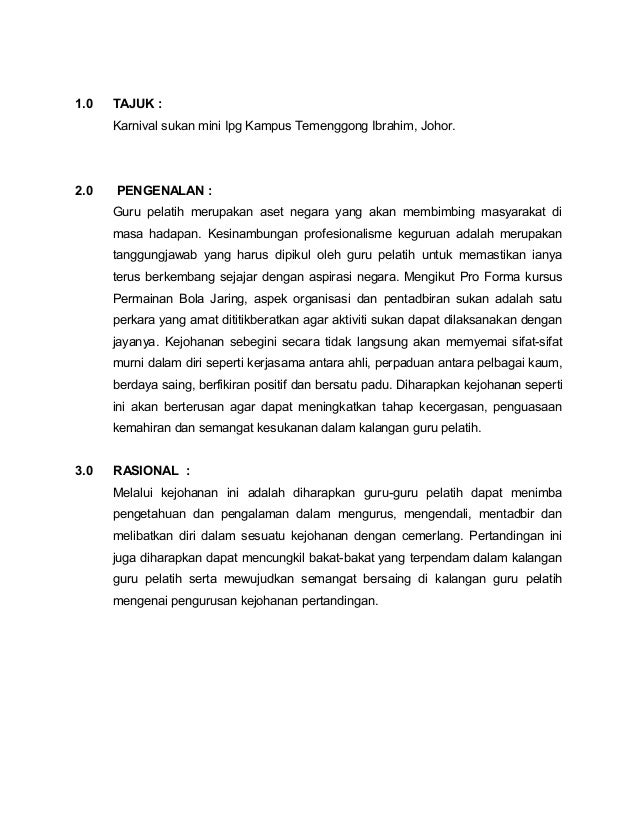 Kertas kerja kejohanan bola jaring 2013