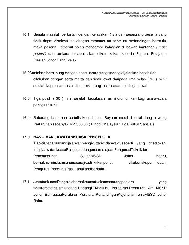 Kertas Kerja Kejohanan Tenis Contoh