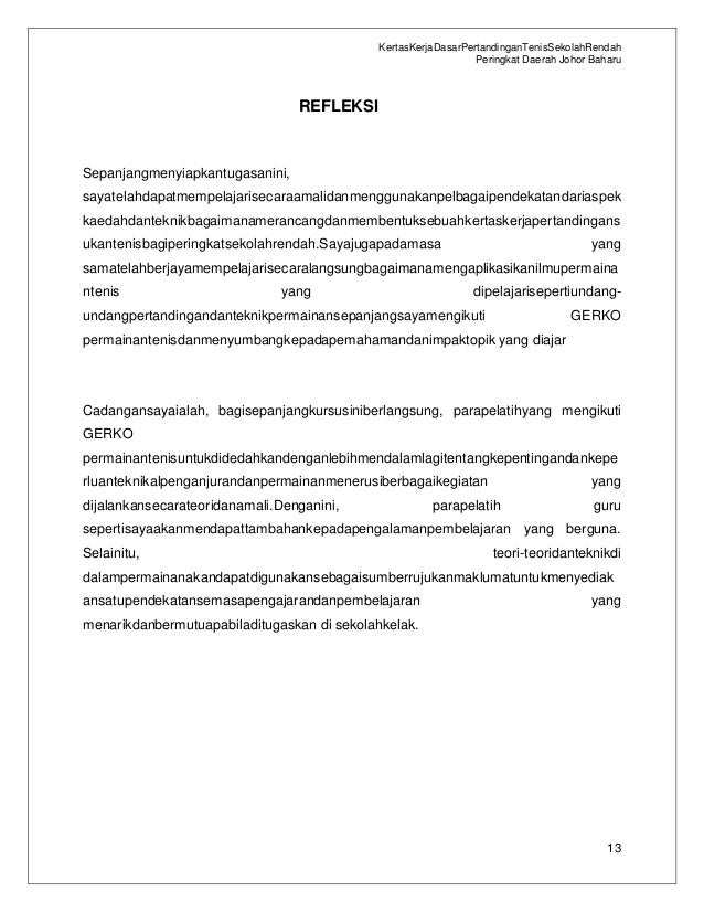 Kertas kerja kejohanan tenis contoh