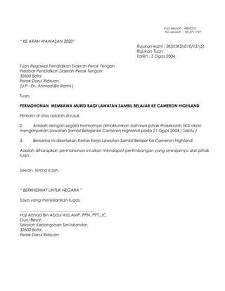 Kertas Kerja Lawatan