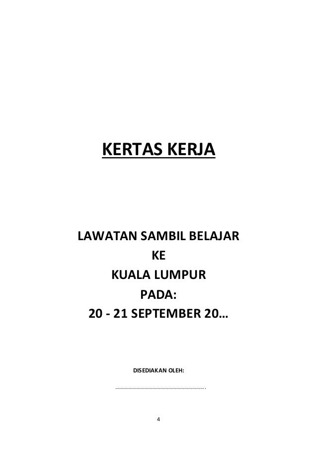 Contoh Kertas kerja lawatan