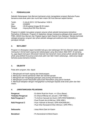 Kertas kerja majlis berbuka puasa sk hulu bernam 2015 | PDF