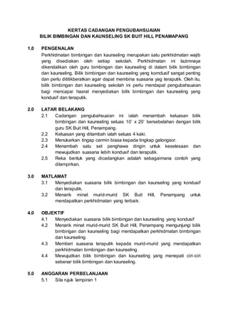 Kertas Kerja Mohon Sumbangan Bilik Kaunseling