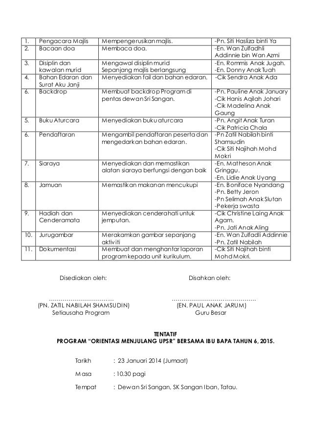 Kertas kerja orientasi thn 6