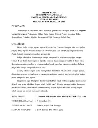 Contoh Pameran Sejarah Sekolah Menengah