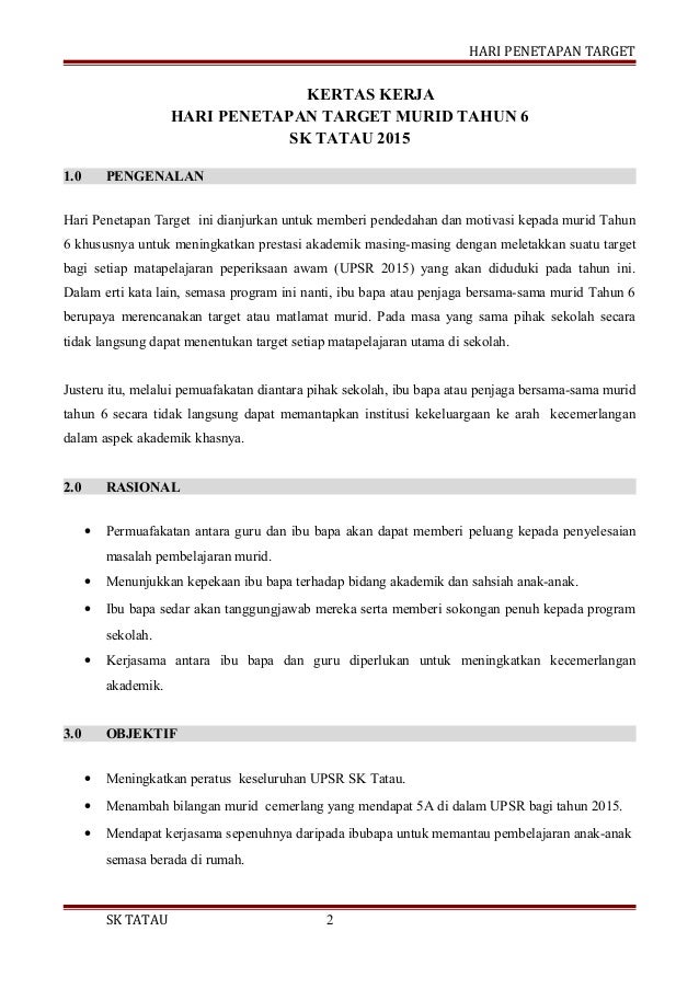 Kertas kerja penetapan target