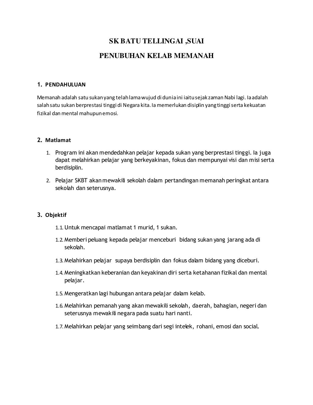 Kertas kerja penubuhan kelab memanah 2