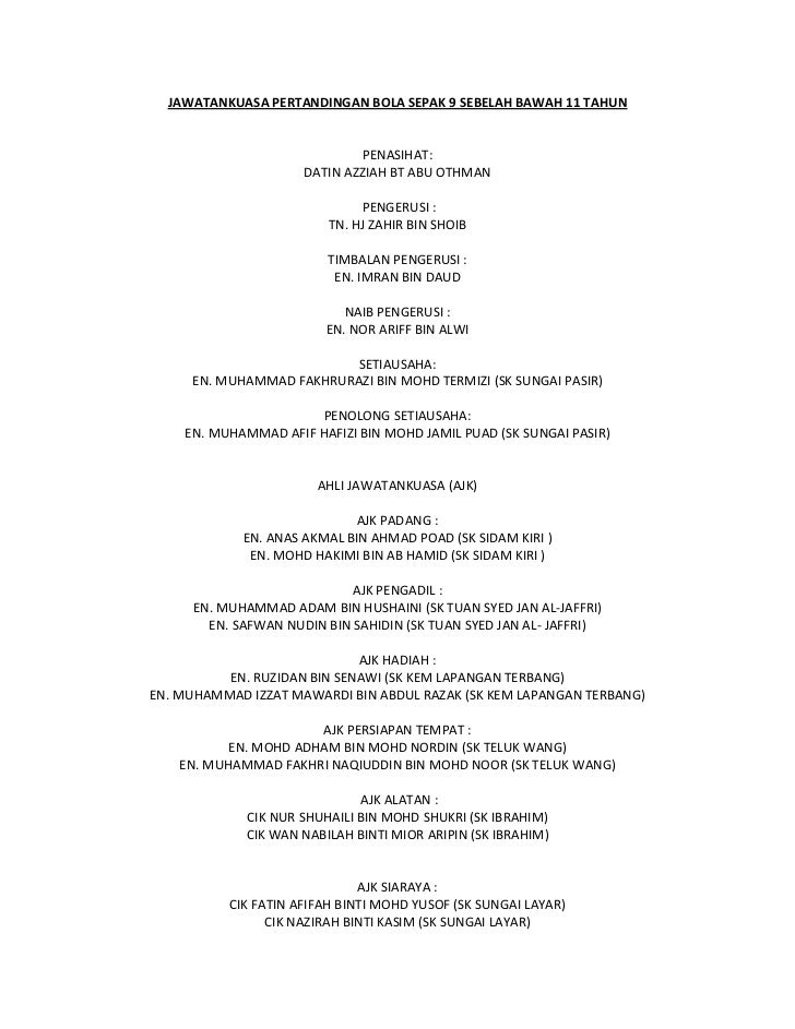 Contoh Kertas Kerja Bola Sepak Contoh Three