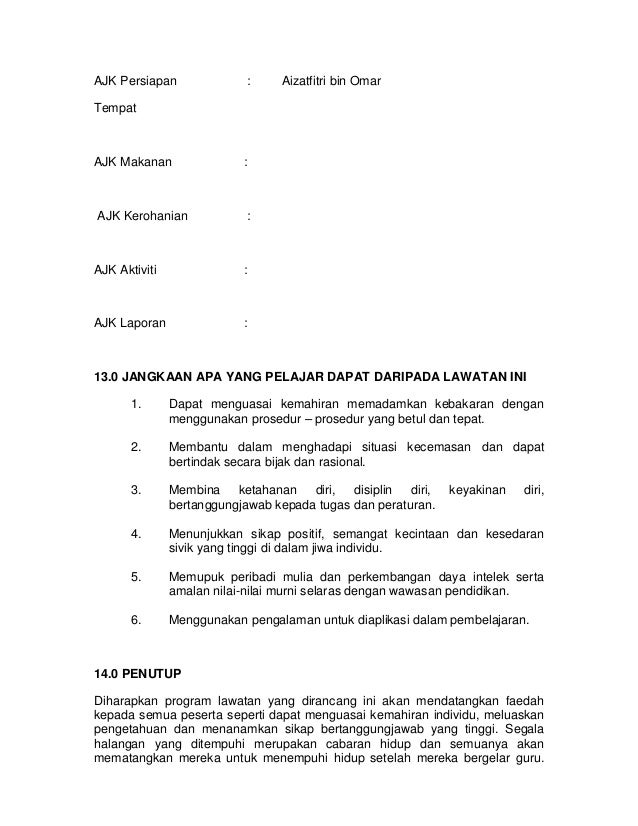Contoh Surat Emohon Lawatan Luar Bilik Darjah