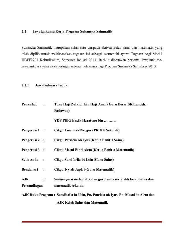 Kertas kerja program sukaneka sainmatik
