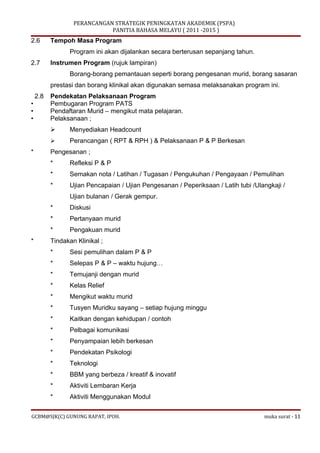 Kertas kerja Perancangan Strategik Peningkatan Akademik Bahasa Melayu - Suatu Sampel Draf Awal Percubaan Aplikasi di Sekol...