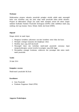 Kertas kerja sukaneka Prasekolah | DOCX